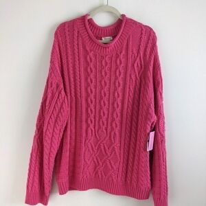 RILEY & Rae Bright Pink Cable Knit Tunic Sweater XXL Barbiecore Spring  Plus